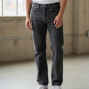 👖 VINTAGE Levi's 501 Button Fly Straight Leg Jeans (W34 L34) Faded Black/Gray